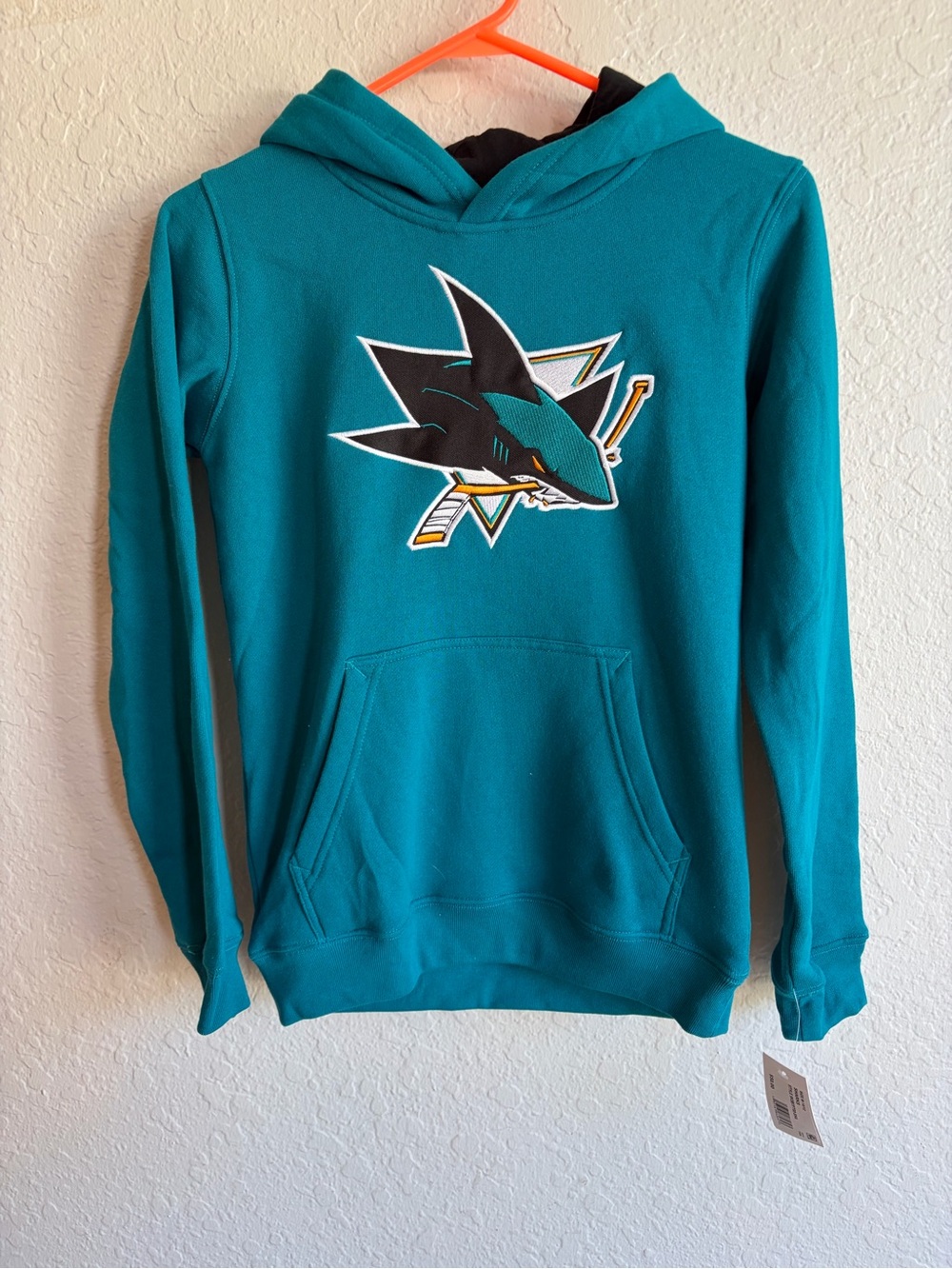 San Jose Sharks NHL Teal Pullover Hoodie - Boys Medium NWT